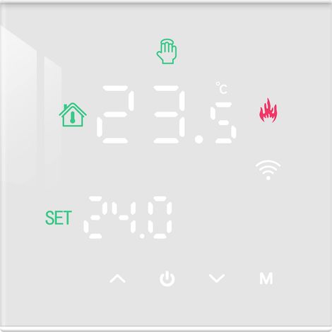 Thermostat WiFi Intelligent, Programmable pour Chaudière Eau/Gaz, Montage Mural, Affichage LCD Numérique, 3A, TGW60W-WIFI-WPB Blanc