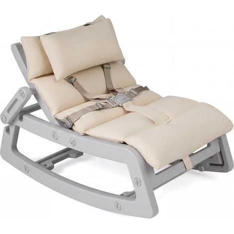COSTWAY Fauteuil à Bascule Enfant avec Coussin et Appui-tête Amovible, Chaise à Bascule en HDPE avec Dossier Réglables, Rocking Chair pour Intérieur Extérieur, Charge 80kg pour 6 Mois+ (Gris) (1/5)