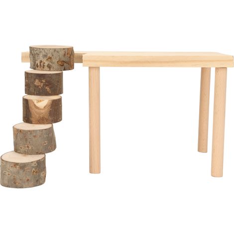Plateforme d'escalade décorative en bois pour petits animaux de compagnie, avec échelle ronde pour planeur de sucre. (1/5)