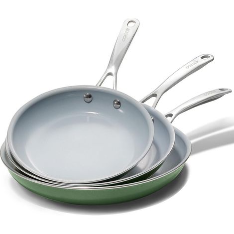 Set de poêles en céramique induction 20/24/28cm antiadhésif, sans PFAS, vert