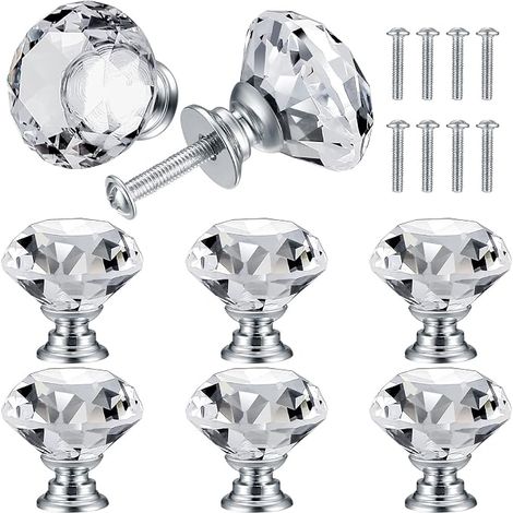 pomos de cristal para puertas, tiradores de diamante, tiradores de muebles de diamante, pomos decorativos para armarios, pomos para cajones, tiradores de cocina - 30 mm (1/5)