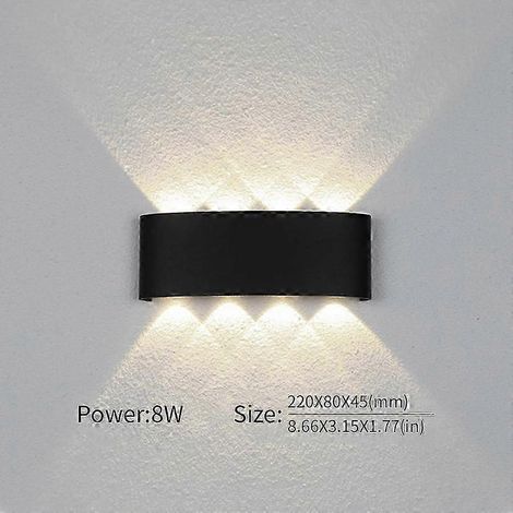 LED-Wandleuchte, LED-Außenlampe mit Bewegungsmelder, IP66 wasserdicht, für Veranda, Garten, Wohnzimmer, Treppenhaus (warmweiß 8W, schwarz, ohne Sensor)