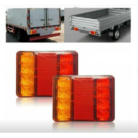 LED-Rücklichter, 2 Stück, E8-zugelassene multifunktionale Anhängerleuchten, superhelles rot-gelbes Licht, Blinker/Bremse/Blinker, IP65 wasserdicht für LKW/Anhänger 120 x 95 x 2 (1/4)