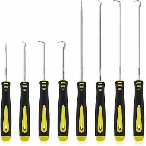 Lot de 8 crochets longs et courts pour retirer les tuyaux de voiture, extracteur de joint d'huile, crochet de joint torique, garniture de tuyaux sous vide, outil de voiture (1/4)