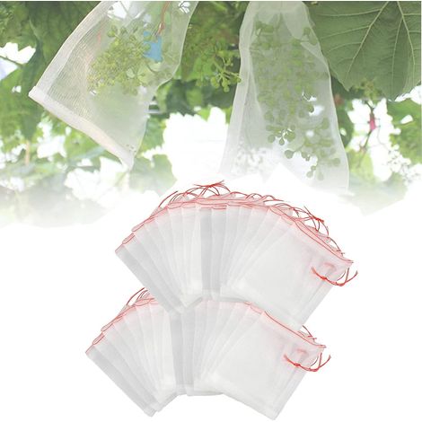 50 sacs de protection pour fruits et plantes de jardin, filets en nylon, pour protéger les fruits, prévenir les piqûres d'insectes et ranger de petits objets. (1/5)