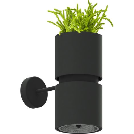Wandleuchte Pflanztopf Wandlampe Flurleuchte Stahl Alu Schwarz Blumentopf (1/5)