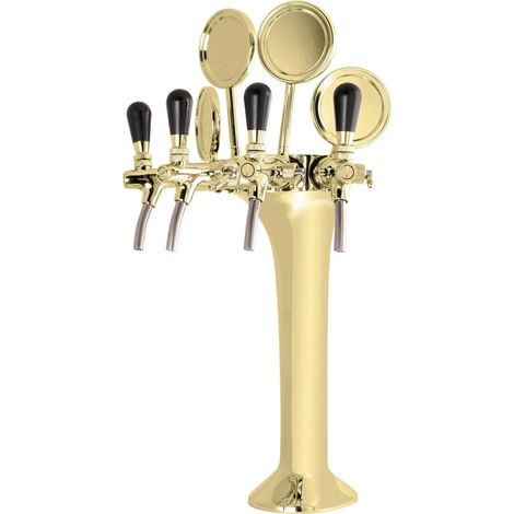 Schanksäule 4-leitig Komplettset, goldene Zapfanlage, Bierzapfsäule mit Begleitkühlung