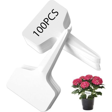 100 Pièces Etiquettes Plantes, Etiquette Potager Pour Plante Semis 10x6cm Type T Plastique de Jardin Résistant Aux Intempéries Blanc Étanche Etiquetage Réutilisable Jardin Exterieur (1/4)