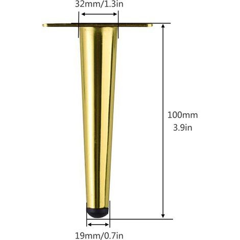 1 pc (10 cm droit conique titane) pieds de canapé meubles pieds en métal meuble de salle de bain meuble TV Table meuble TV matériel pieds de support (1/5)
