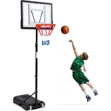 Panier de Basket Enterré avec Mousse Anti-Choc, Panneau 44" Incassable, Hauteur Réglable 8-10ft, Extérieur en Verre Trempé (1/5)