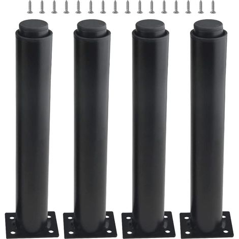(25-42 cm, noir) Lot de 4 pieds de meubles robustes en métal réglables pour tables, lits, canapés (1/5)