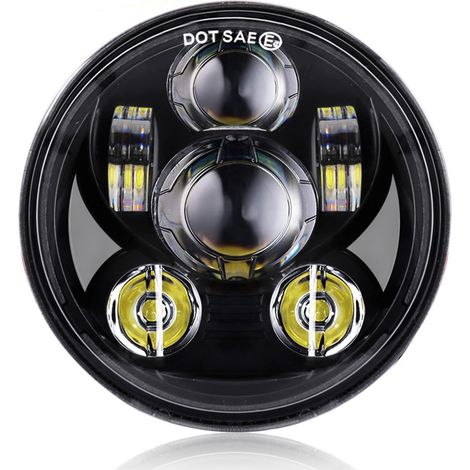 Phare de moto 12V, lampe de conduite ronde à LED, 2 Modes d'éclairage, adapté pour 5.75 pouces, clignotant (1/5)
