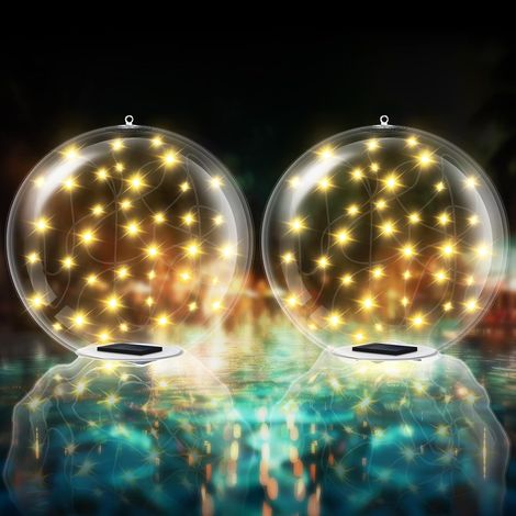 Schwimmende Solar-Poolleuchte, warmes Licht, transparente Kugel mit Fernbedienung, dekorative Gartenleuchte (warmes Licht) (1/5)