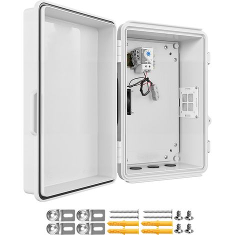 Mophorn Scatola di derivazione per esterni in ABS, impermeabile con termostato, ventola, piastra di montaggio e passacavi IP65, ideale per casa, ufficio, officina, centri commerciali e fabbriche (1/5)