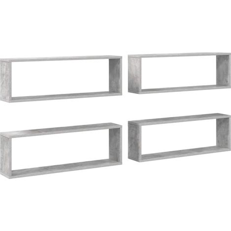 Wall Cube Shelf 4 pcs Concrete Grey 80x15x26.5 cm Engineered Wood vidaXL