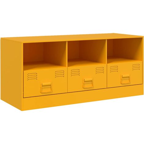 Mobile TV multimediale scaffale per televisione televisore buffet sala da pranzo soggiorno camera da letto giallo senape 99 x 39 x 44 cm acciaio giallo 020027673