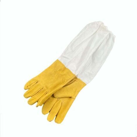 Gants d'apiculture (jaune L), gants de protection en peau de mouton avec manches longues et résistantes, idéaux pour les débutants en apiculture (1/4)