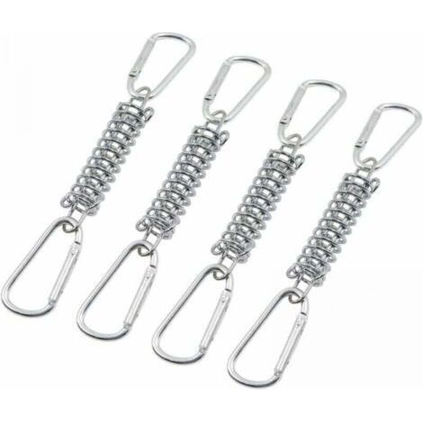 4pcs Buckle Spring Tension Awning Fixing - Shade Sail Fixings Stainless Steel Accessories with 4 Coil Springs 8 Carabiners for Tents Awnings Camping (1/4)