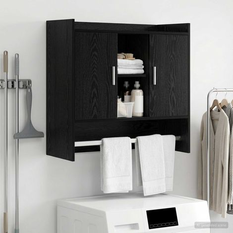 Étagère murale avec portes en bois d’ingénierie chêne noir 80 x 36 x 80 cm - PANGIVO (1/5)