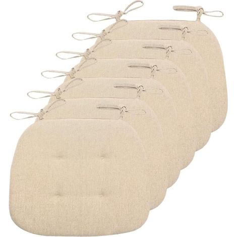 Galette chaise trapèze lin beige 43x41 cm, déhoussable, respirant