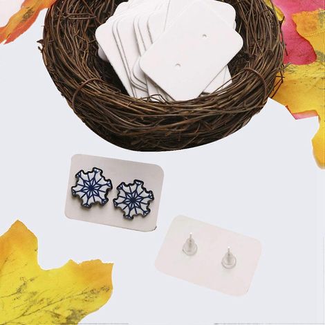 100 étiquettes vierges en papier kraft pour boucles d'oreilles, porte-bijoux, 3,5 x 2,5 cm (blanc) (1/5)