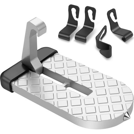 Marchepied de Porte de Voiture, Pédale de Crochet de Véhicule en Forme de U avec Marteau de Sécurité et 4PCS Crochet Stockage Voiture, Marchepieds pour Voiture Accès Toit (Gris) (1/5)