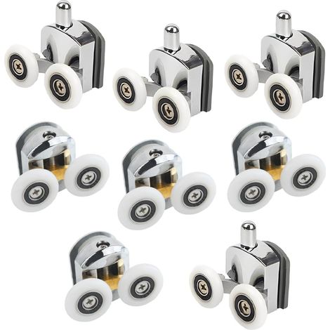 Juego de 8 rodillos de 23 mm para puertas correderas de ducha, compatibles con puertas correderas de cristal (4 rodillos superiores y 4 rodillos inferiores).