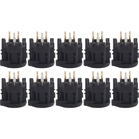 Lot de 10 connecteurs audio XLR mâles à 3 conducteurs, montage sur châssis, plaqués or en cuivre. (1/5)