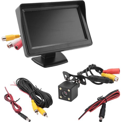 Cámara de vigilancia universal de alta definición de 12 V para automóviles con pantalla LED de escritorio de 4,3 pulgadas para vigilancia de maniobras de vigilancia (1/5)