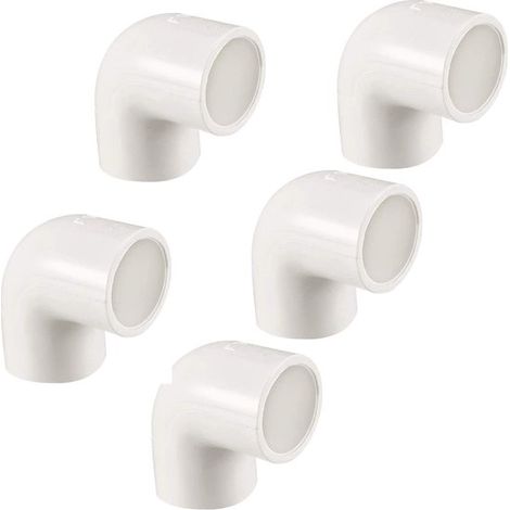 Cinque raccordi a gomito a manicotto scorrevole a 90 gradi da 20 mm per tubi in PVC, giunti a manicotto scorrevole per tubi dell'acqua, adatti per collegamenti angolari di tubi in PVC. (1/2)