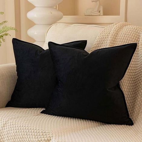 Juego de fundas de almohada cuadradas decorativas de terciopelo supersuave con cremallera, de color liso, ideales para sofás, dormitorios y coches, de 40 x 40 cm (16 x 16 pulgadas).