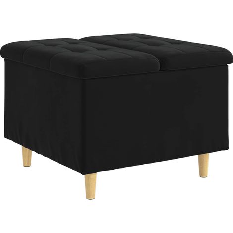 Pouf de rangement avec coussin Noir 60 x 60 x 45 cm Velours (1/5)