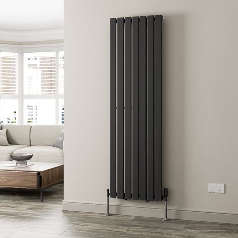 Black Flat Panel Designer Radiator Vertical Horizontal 1800 x 528mm Single Panel (1/5)