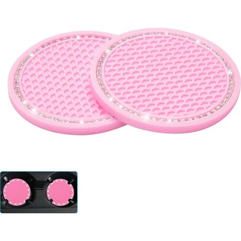 Inserto per sottobicchieri per auto da 2 pezzi, portabicchieri universale antiscivolo rosa