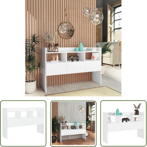 The Living Store Buffet Blanc 105x30x70 cm Bois d’ingénierie - Buffet Blanc - Meuble Rangement - Commode - Armoire Laterale - Mobilier Salon (1/5)