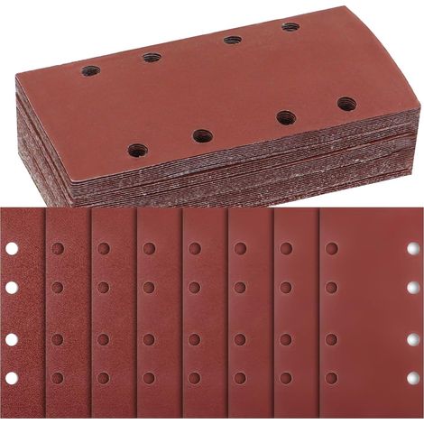 40 Pièces 93 X 230 mm Rectangulaires Papier Poncer, 8 Trous Feuilles Abrasives, Papiers de Verre Auto-Agrippant, Papier Abrasif pour Ponceuse ( 60 80 120 180 320 600 800 1000 ) (1/5)