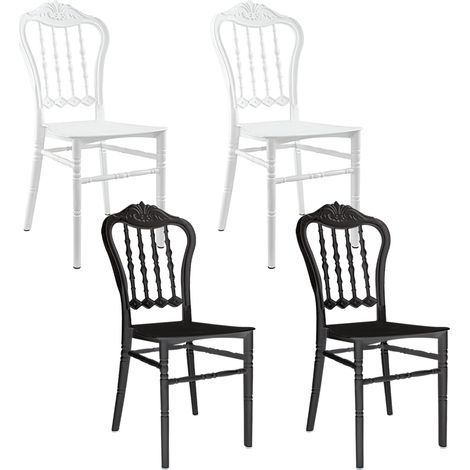 Set de 2 sillas Emilia blancas de polipropileno, diseño para catering y eventos.  Color: Negro