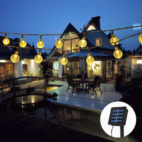 Guirlande Lumineuse Solaire - 30 Boules En Cristal Led 1.2V - Éclairage Extérieur Jardin Terrasse - Câble De 6 Mètres (1/5)