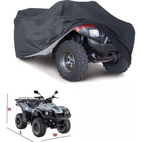 Extérieure Housse Bâche Protection pour ATV Moto Quad Imperméable Anti UV 145×85×98cm, ATV Quad Cover Lourd Housse de Vélo Electrique, Vêtements de voiture de plage,Noir (1/4)