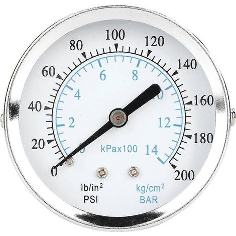 Manometer mit zwei Skalen (0–14 kg/cm², 0–200 psi), 1/8-NPT-Anschluss hinten