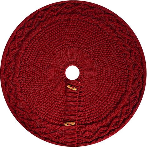 Tree Skirt - Knitted Christmas Tree Skirt - 46 cm - Wine Red - 1 Piece (1/5)