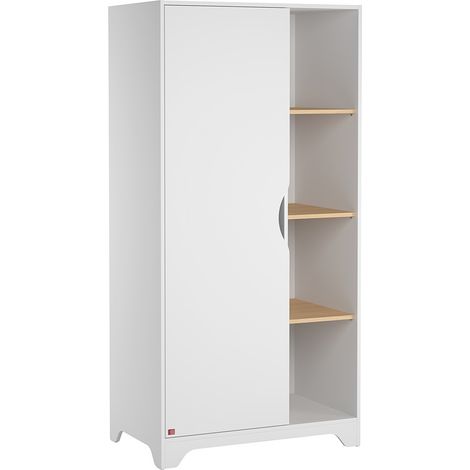 CALICOSY - Armoire 1 Porte avec 2 Penderies et 3 Étagères Ouvertes L88.5cm - Leaf (1/3)