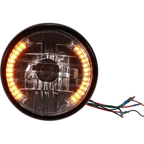 Phare de moto LED de 7 pouces avec clignotants, phare rond universel pour moto, lumière jaune (1/5)