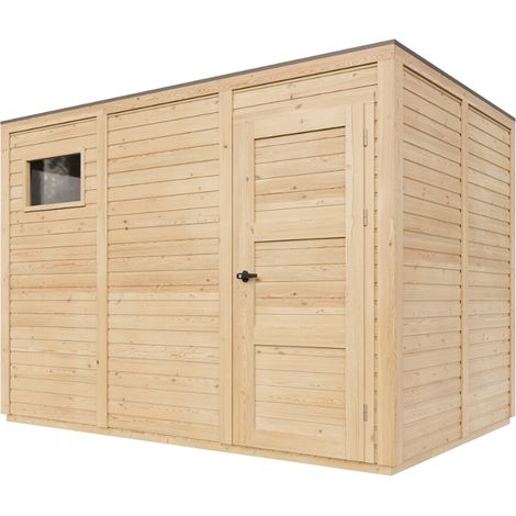 TIMBELA M326F2 Abri de Jardin en Bois 6,18 m², Cabane de Jardin Extérieur, Parois 17 mm, Cabanon de Jardin pour Outils et Vélo avec Portes en Bois Massif (1/5)