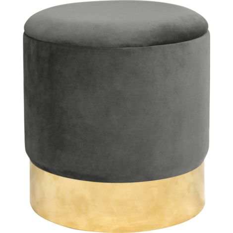 Pouf de Rangement avec Couvercle AKORD GOLDEN velour colour Gris Graphite hauteur 40 cm (1/5)