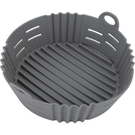 Hitzebeständiger, elastischer, abwaschbarer, lebensmittelechter und wiederverwendbarer Frittierkorb aus Silikon für Fritteusen, grau (1/5)