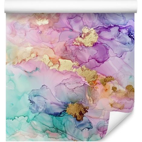 Papel pintado Tinta violeta y morada, fondo gris claro 50x1000 cm (1/5)