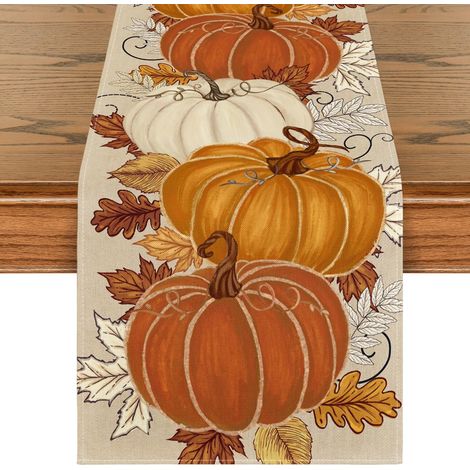 Chemin de table automnal 33x183cm – décoration festive pour repas et fêtes à la maison (1/5)