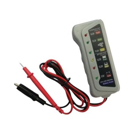 Tester digitale per batterie da 12 V, analizzatore di carica del sistema, indicatore LED a colori, protezione contro l'inversione di polarità, strumento diagnostico per auto e camper. (1/5)