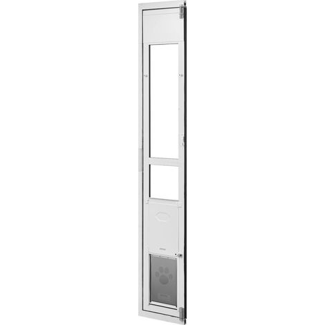 Porte pour chien en verre coulissant, réglable de 1927 mm à 2049 mm, cadre aluminium, design avec verrou, pour chiens de taille (1/5)